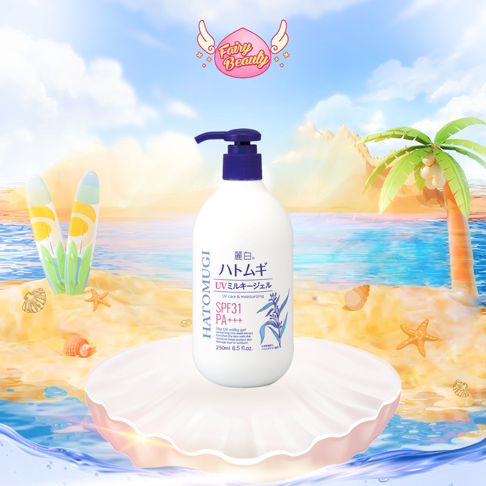 [REIHAKU HATOMUGI] Sữa Dưỡng Thể Chống Nắng, Làm Trắng Da Và Cấp Ẩm Chống Tia UV Milky Gel SPF 31 PA+++ (250ml)