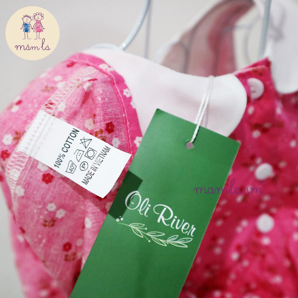 Váy Sara hoa baby trắng nền hồng OliRiver 2Y-6Y