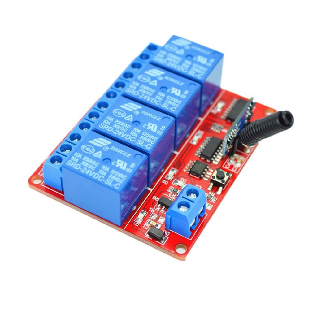 22.5V-24V Wireless RF Remote Control Relay Switch Receiver 4-Channel 10-30m