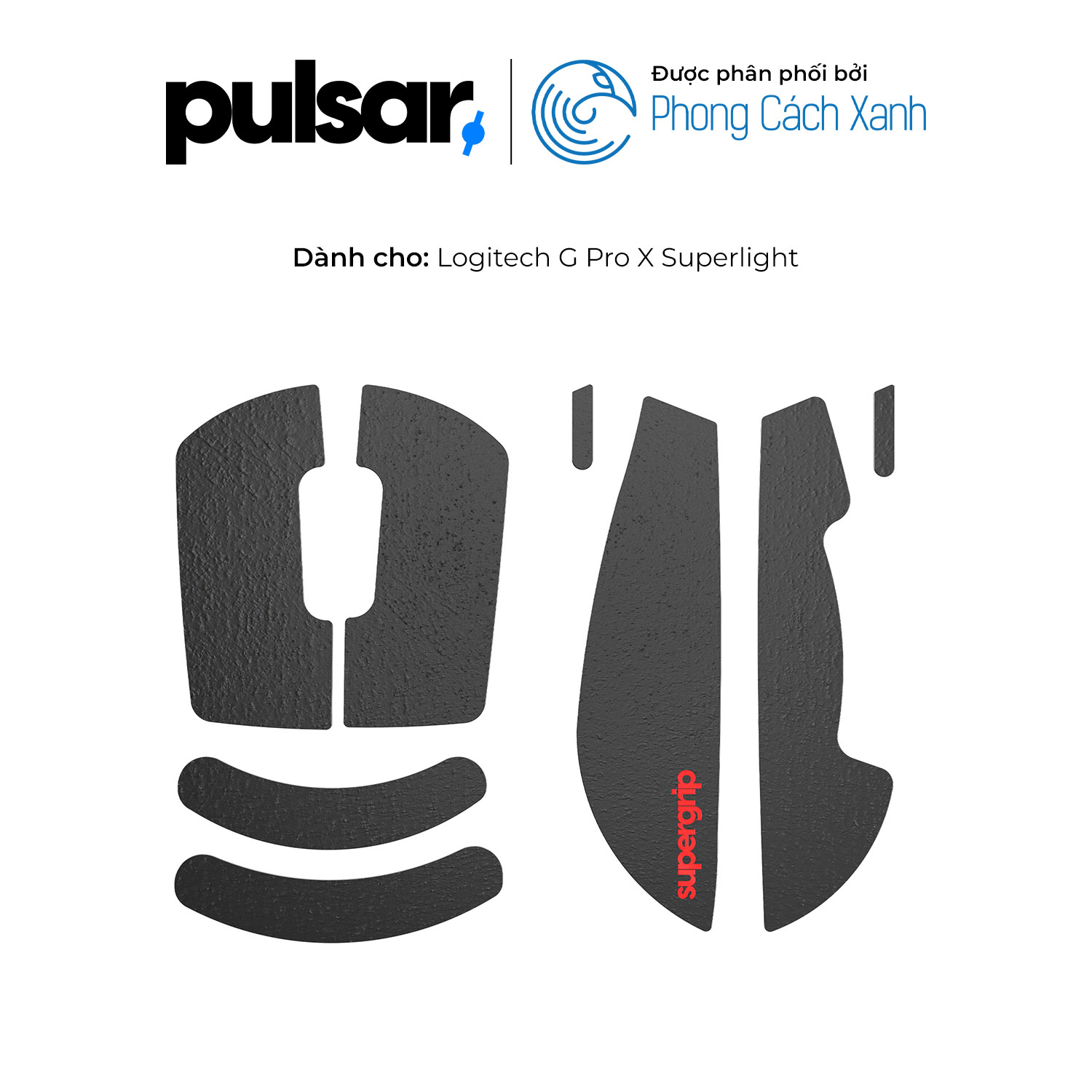 Miếng dán chống trượt Pulsar Supergrip - Grip Tape Precut for Logitech G Pro X Superlight - Hàng Chính Hãng