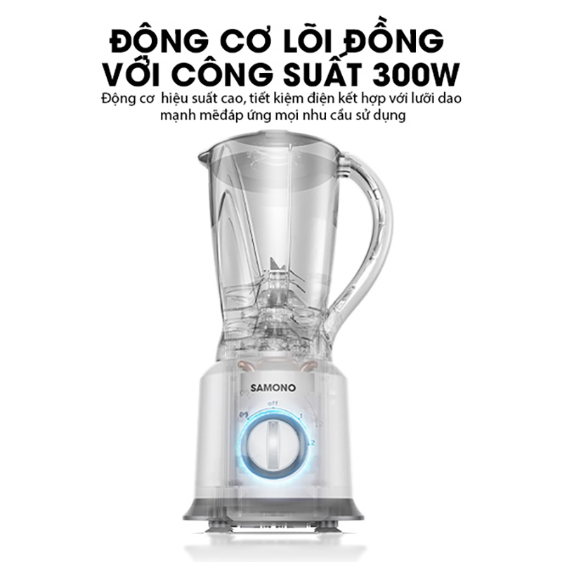 Máy xay sinh tố đa năng SAMONO SW-BB300A dung tích 1.5L công suất 300W với 2 cối xay - Hàng chính hãng