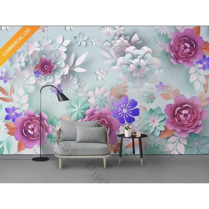 Hoa mẫu đơn sang trọng, Tranh 3d dán tường hiện đại trang trí phòng khách phòng ngủ MS983417