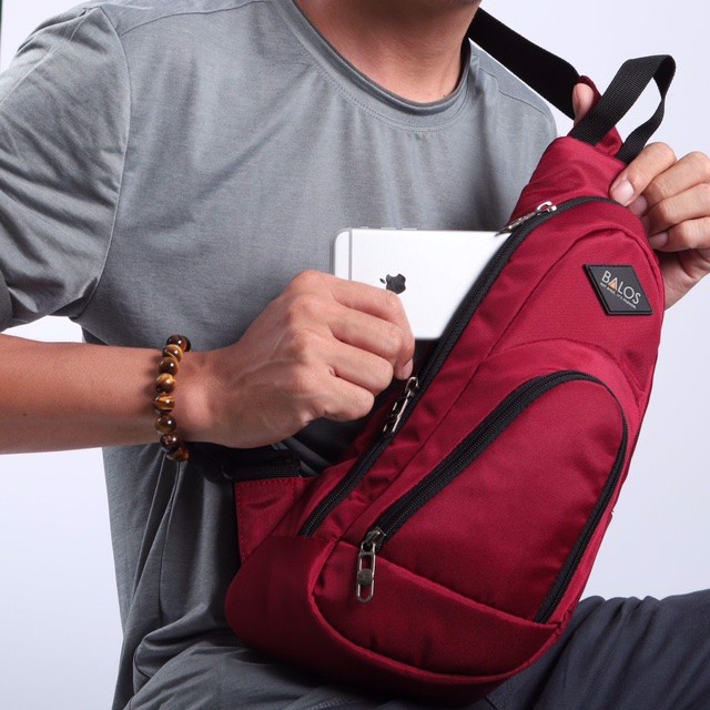 Balos ZEN SLING 3 D.Red - Balo chéo một quai, Túi Chéo Vai Nam Nữ, Túi Đeo Chéo màu đỏ, Túi Đeo Chéo Thời Trang