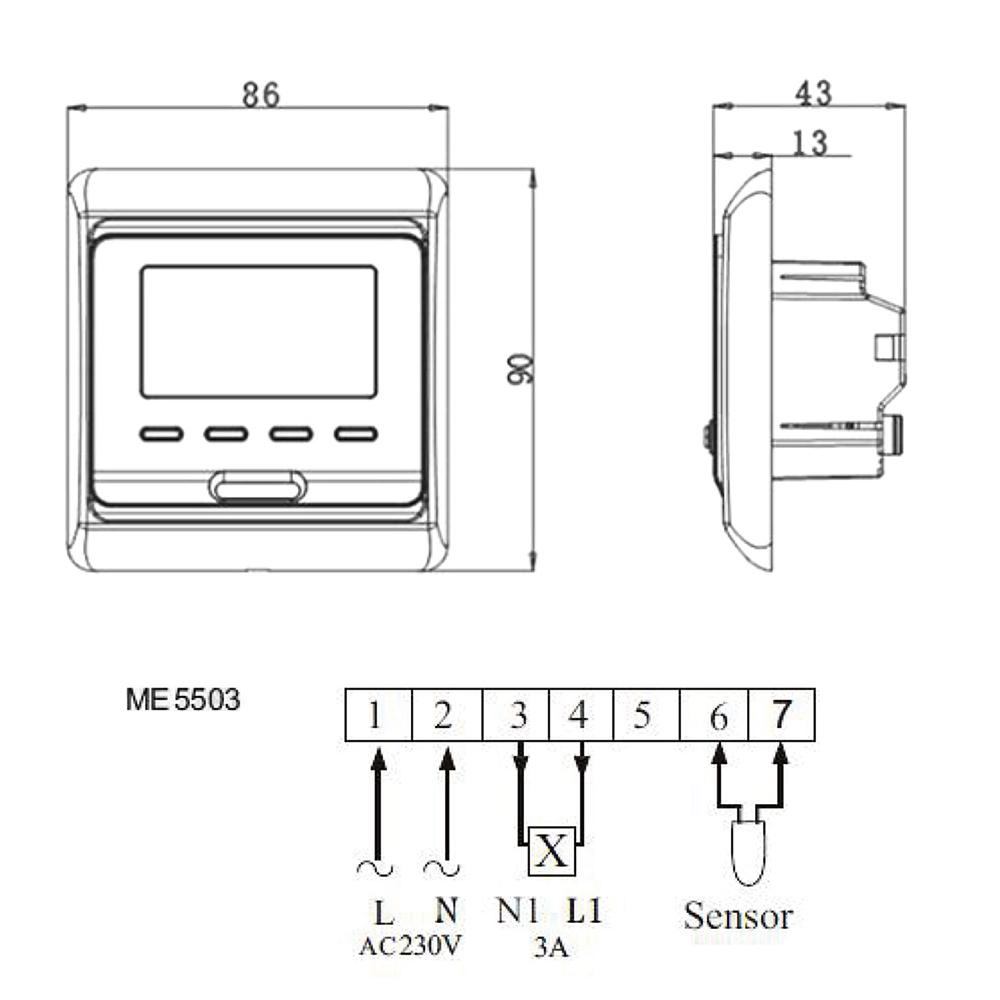 Bộ Điều Nhiệt Có Thể Lập Trình 230V Lcd Kỹ Thuật Số Với 6 Chế Độ 16A