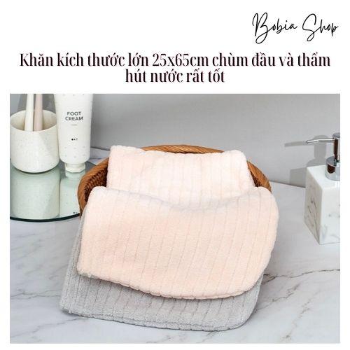 Khăn quấn tóc ủ tóc nhanh khô cao cấp Lông cừu công nghệ Nhật siêu mềm, siêu thấm, siêu dày 26x67cm