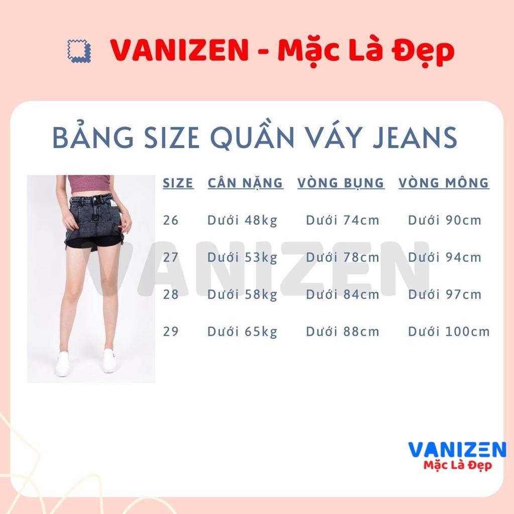 Chân váy jean nữ có quần bên trong đẹp lưng cao cạp cao trơn gân gấu tua rua xám khói hàng cao cấp mã 433 VANIZEN