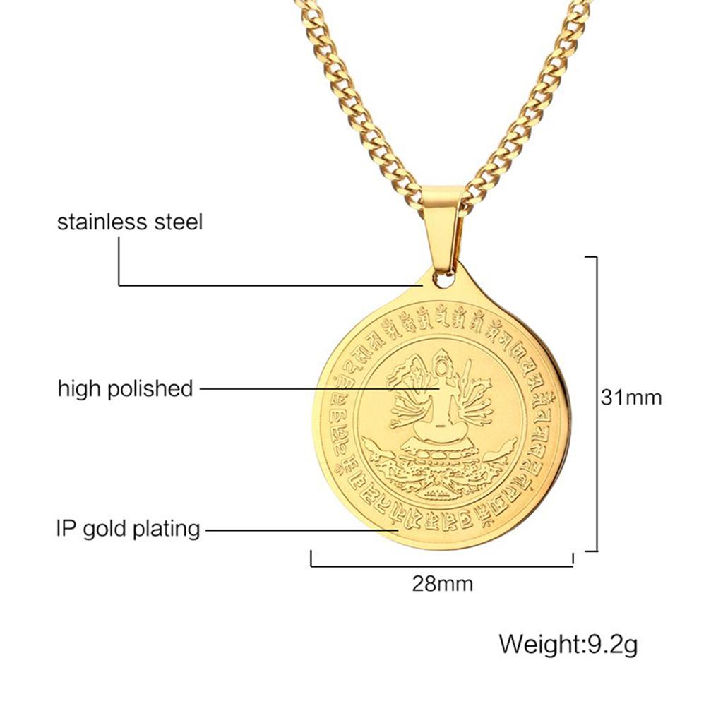 Gold Figure of Buddha Pendant Chain Necklace Fashion Jewelry Gift for Men Women