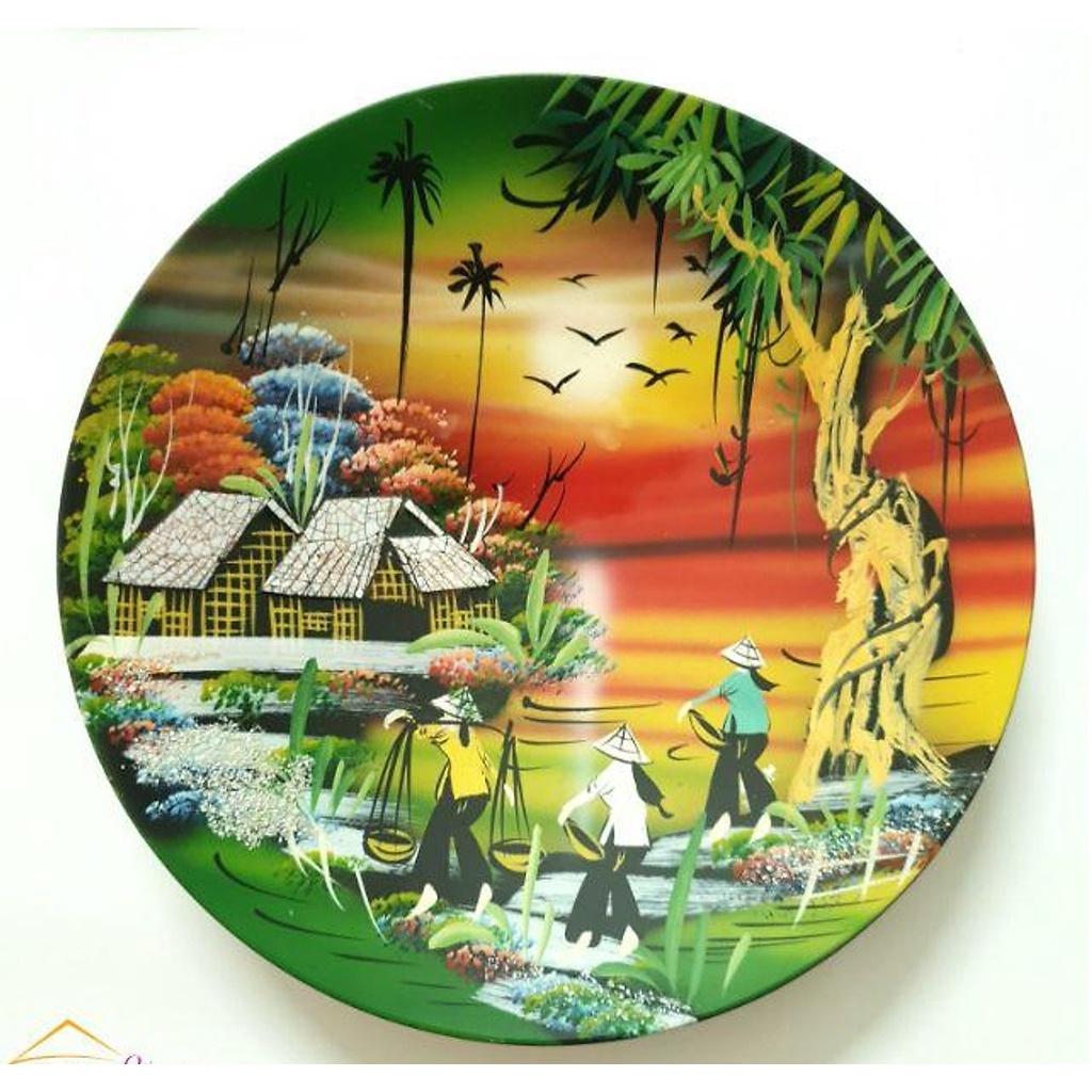 Dĩa sơn mài cao cấp Thanh Bình Lê đựng trái cây, trang trí nhà cửa, văn phòng, quà tặng ý nghĩa size phi 24cm