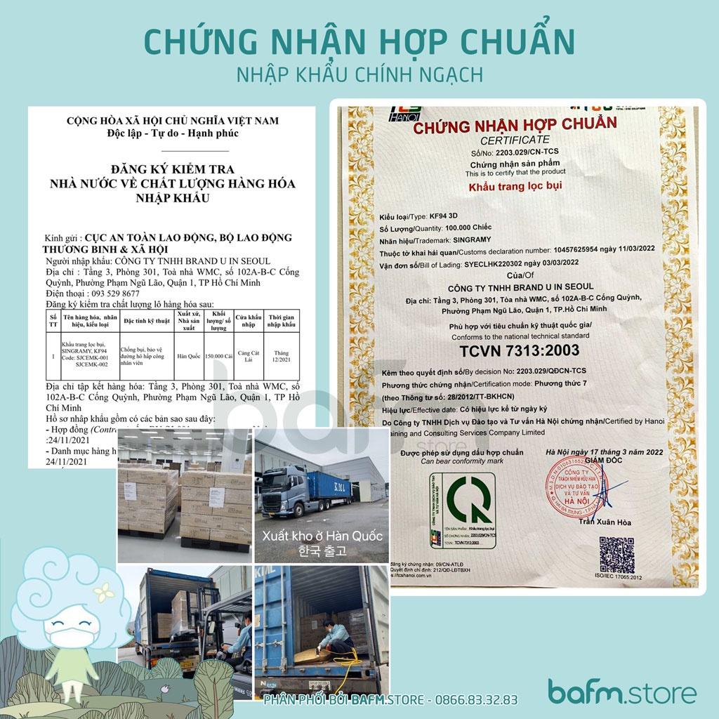 Khẩu Trang KF94 Cao Cấp Singramy - Nhập khẩu Chính hãng từ Hàn Quốc - Phân phối bới BAFM