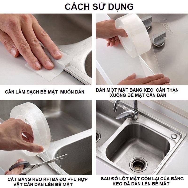 Băng dính 2 mặt trong suốt đa năng siêu dính quận 3 mét