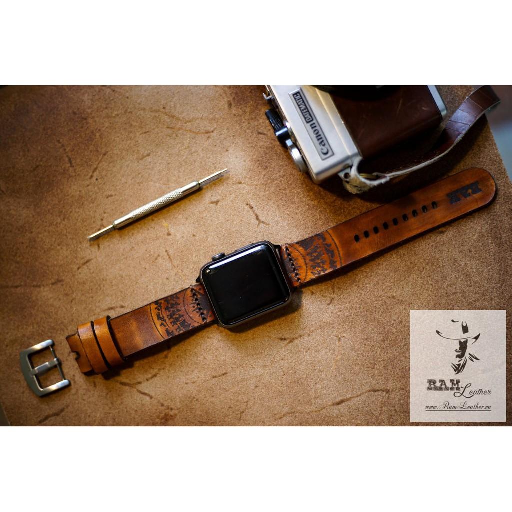 DÂY APPLE WATCH TRỐNG ĐỒNG VEGTAN LIGHT BROWN NÂU - RAM SIMPLE TRỐNG ĐỒNG - ĐỦ SIZE