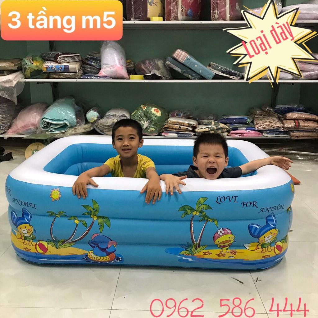 Bể Bơi Phao Cho Bé - 2+ 3 Tầng -1m5 - Loại Dày, Có Đáy Chống Trơn, Tặng Kèm Bộ Keo Vá ( Ảnh thật )