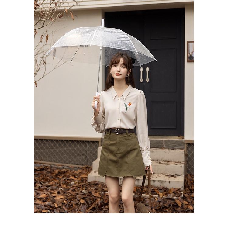 Áo sơ mi công sở thêu hoa tuy lip QUYÊN FASHION SMT009, màu hồng kiểu hàn quốc thanh lịch