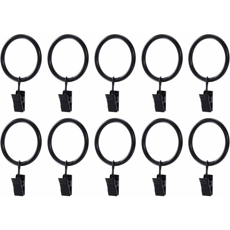 Hình ảnh 20pcs vòng rèm màu đen với kẹp kìm kim loại móc móc ， 4.0mm × 45mm