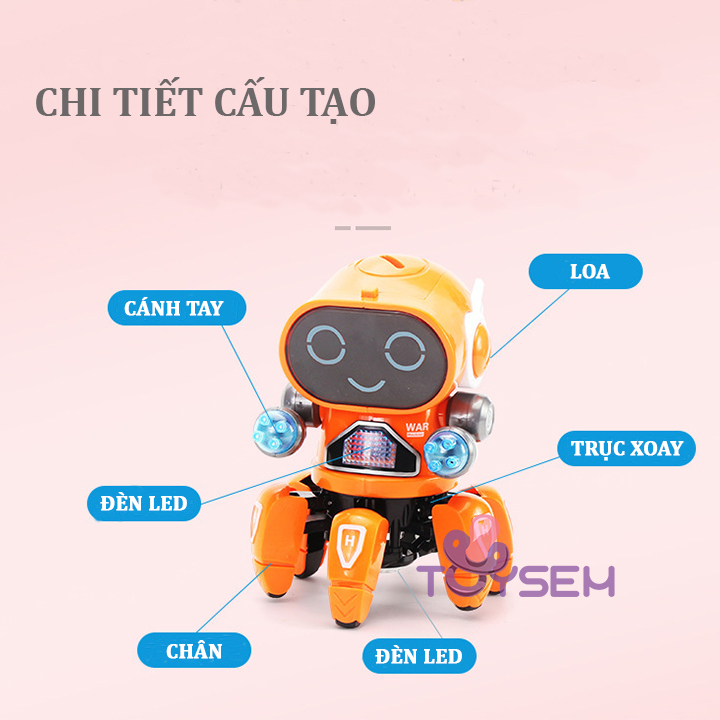 Đồ chơi robot bạch tuột nhảy múa có đèn và nhạc vui nhộn cho bé, Đồ chơi trẻ em, Người máy đồ chơi nhún nhảy, Quà tặng sinh nhật cho bé