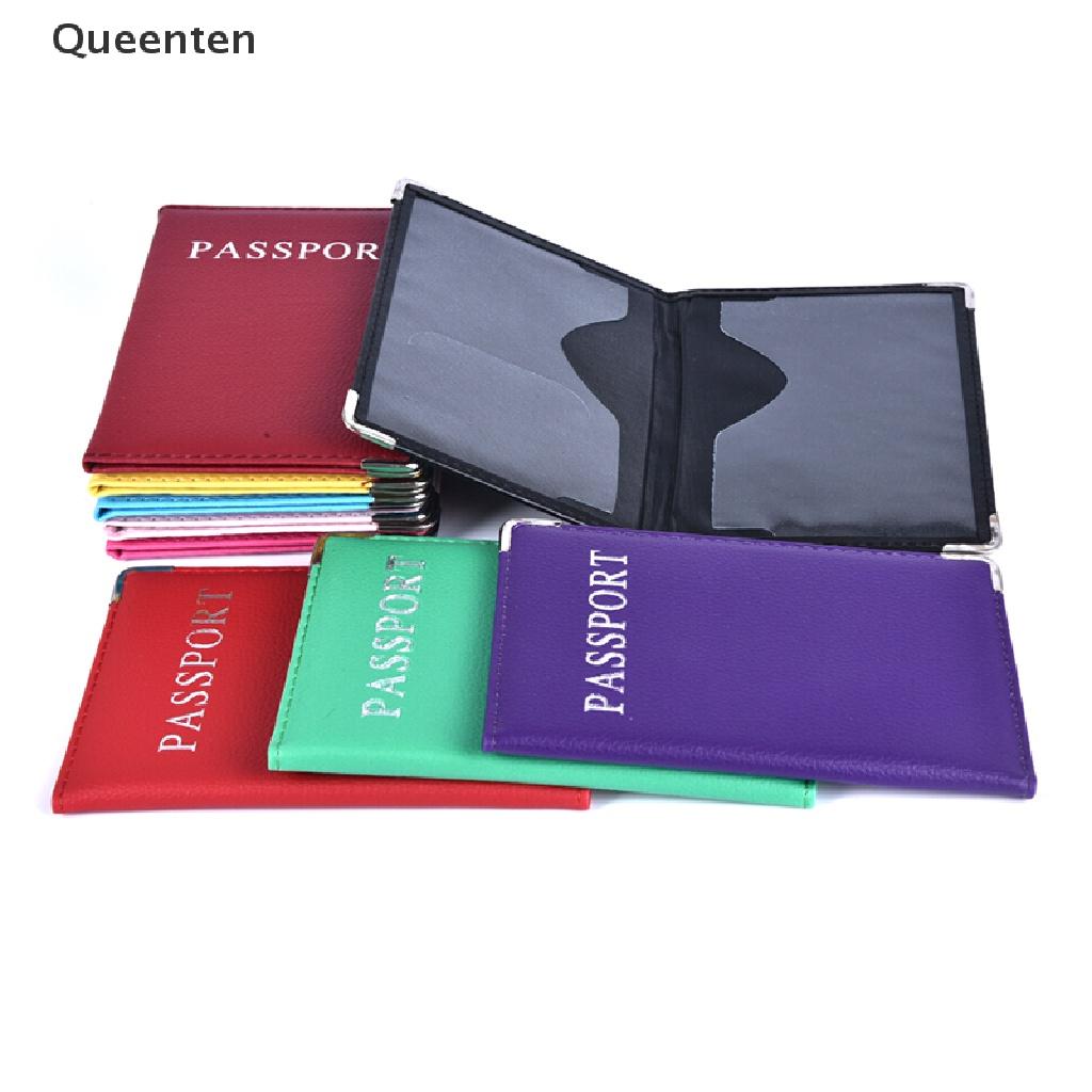 Queenten Casual PU Leather Passport Covers Travel ID Card Passport Holder Wallet Case QT