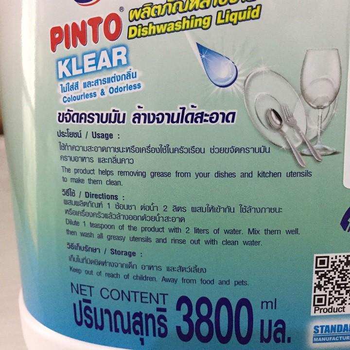 Nước rửa chén Pinto Không màu – Không mùi 3.800ml Thái Lan