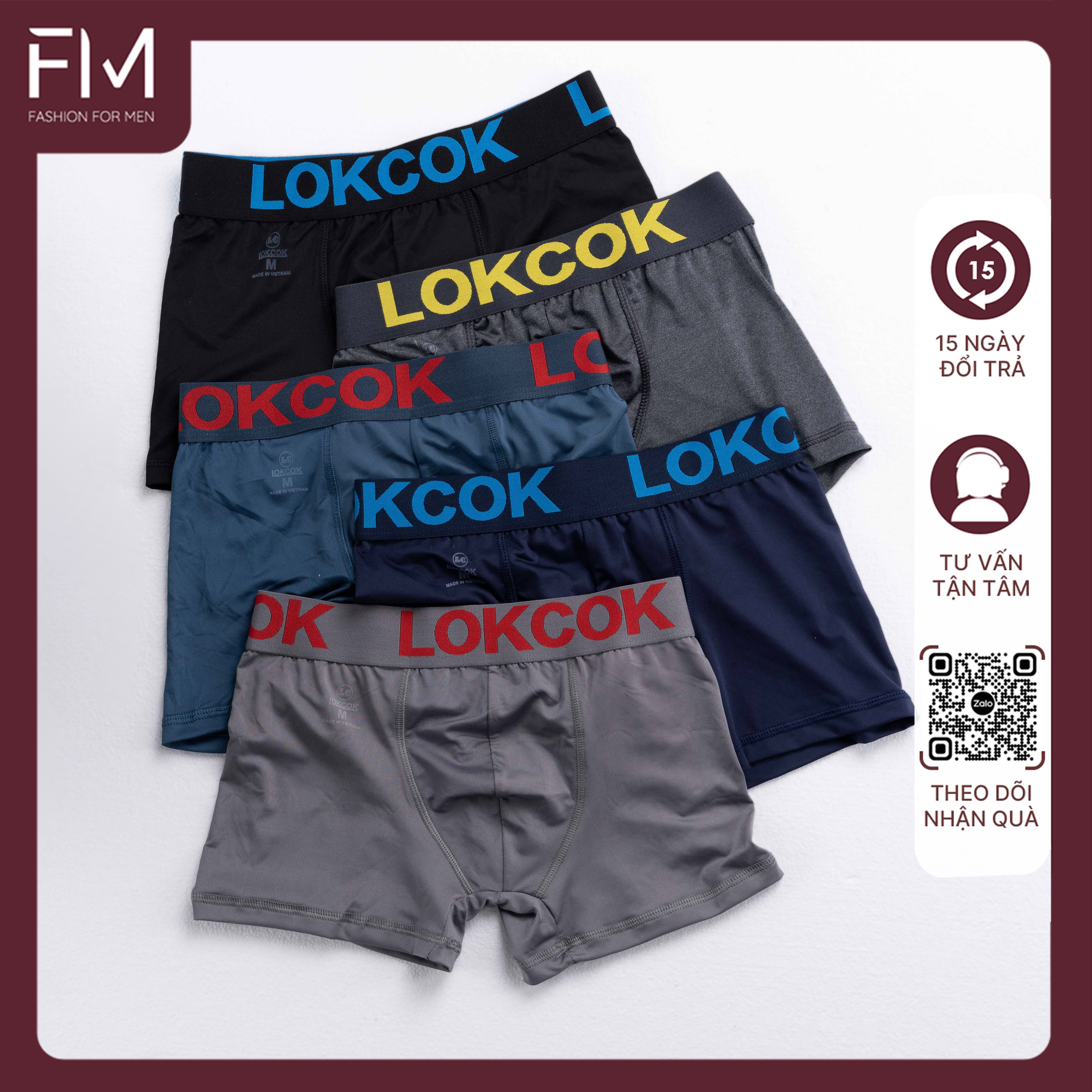 Hình ảnh Combo 5 quần sịp boxer chất cotton mềm mịn, thoải mái, nhiều màu - FORMEN SHOP - FMCB5QS007