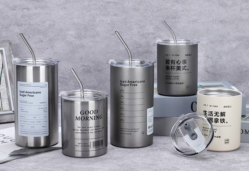 Cốc giữ nhiệt inox 304 cao cấp có gioăng chống tràn hiệu quả, kèm ống hút inox chống gỉ an toàn cho sức khỏe - Bình giữ nhiệt kiểu mới - Hàng chính hãng