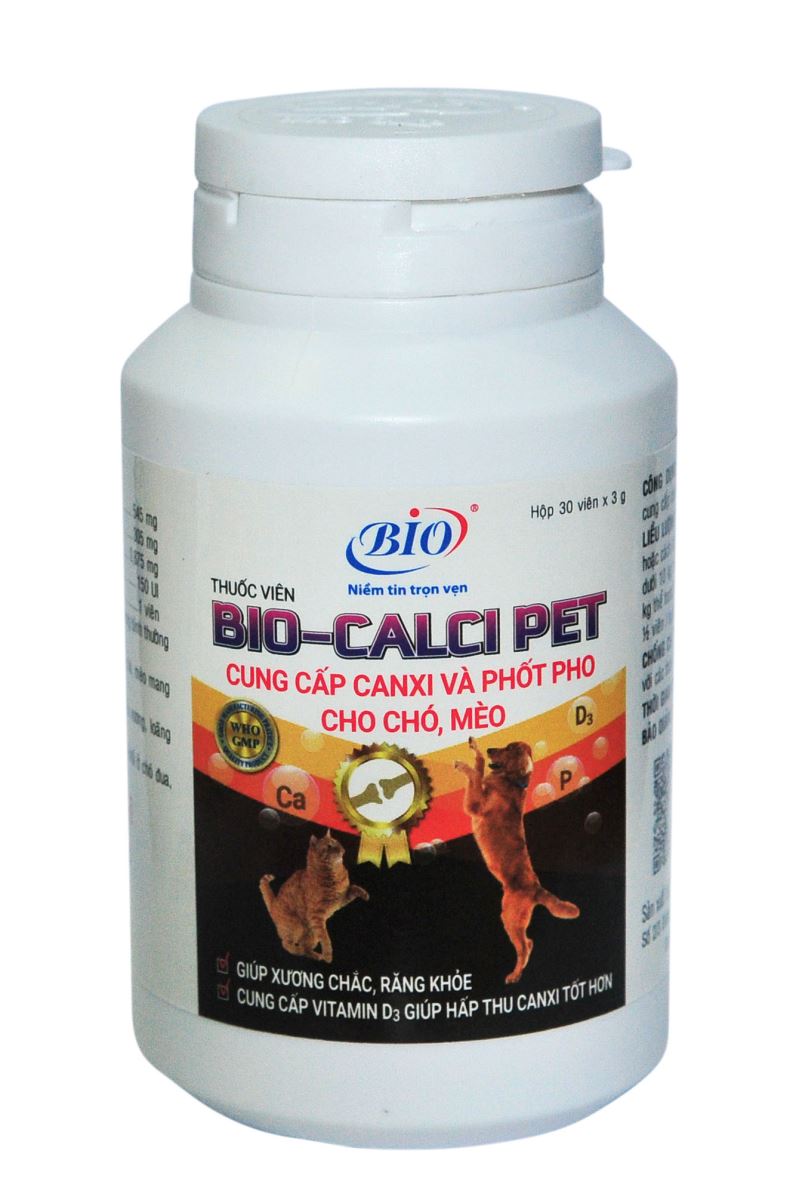 BIO CALCIPET Thuốc viên cung cấp canxi và phốt pho cho chó, mèo