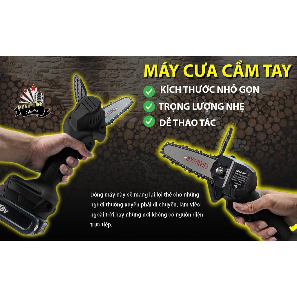 Máy cưa xích cầm tay mini dùng pin Makita 48V - Động cơ chổi than mạnh mẽ, công suất lên đến 900W - Pin li-ion 5 cell