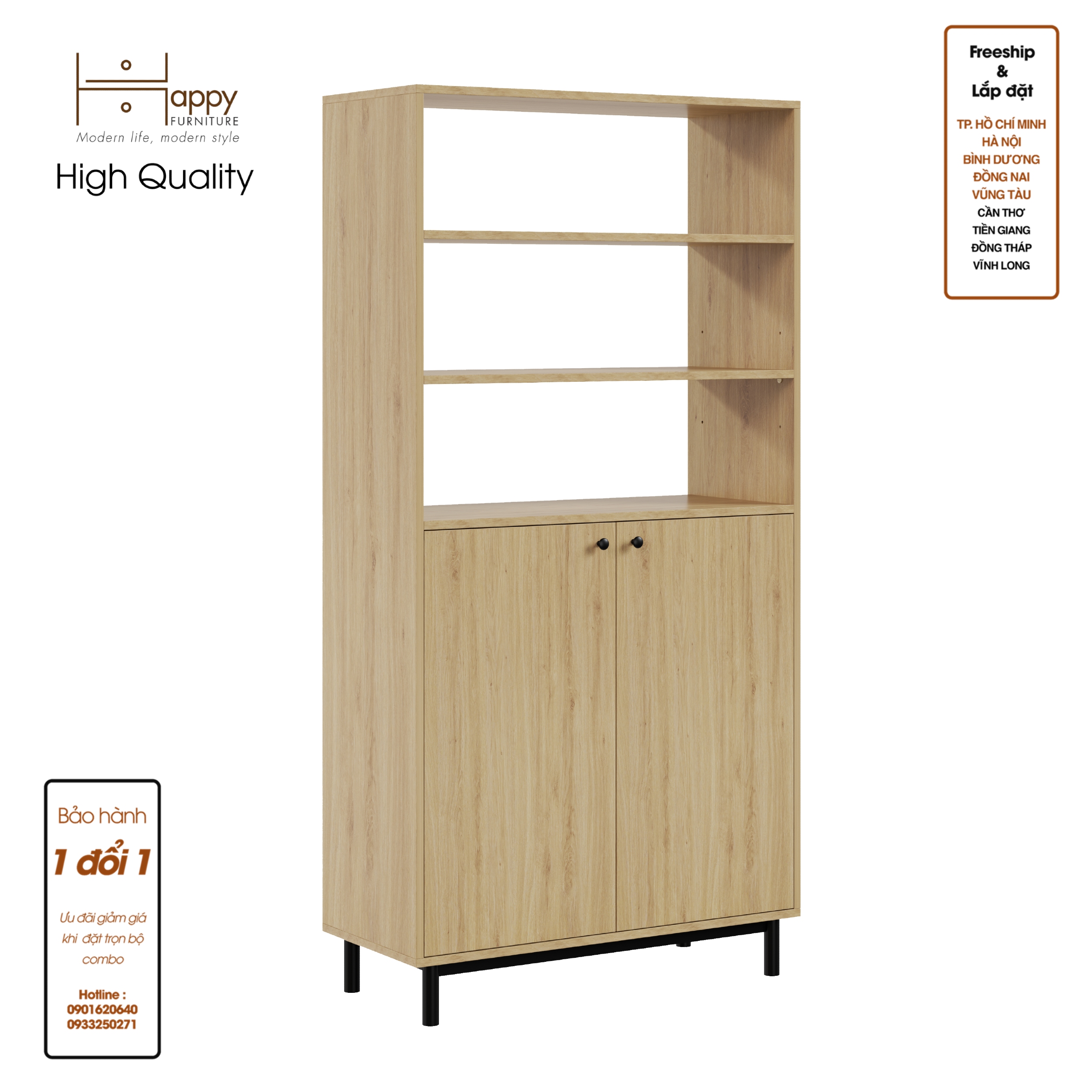 [Happy Home Furniture] CATY  , Kệ sách 6 tầng - chân sắt ,  90cm x 40cm x 180cm (DxRxC), KSA_017