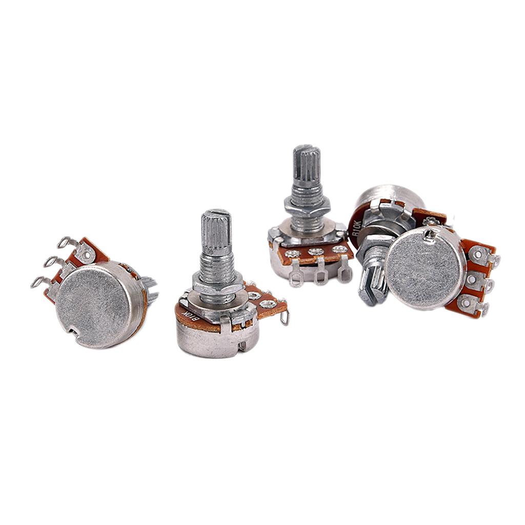 5 Pieces Long Shaft Guitar Potentiometer Pot for Musical Instrument Parts