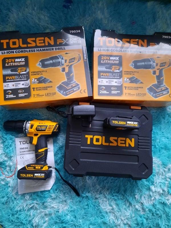 MÁY KHOAN PIN 20V ( CÔNG NGHIỆP ) CÓ BÚA TOLSEN 79034 - HÀNG CHÍNH HÃNG