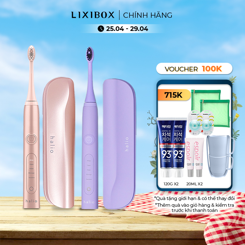 Combo 2 Bàn Chải Điện Halio Sonic Whitening Electric Toothbrush PRO - Rose Gold &amp; Periwinkle