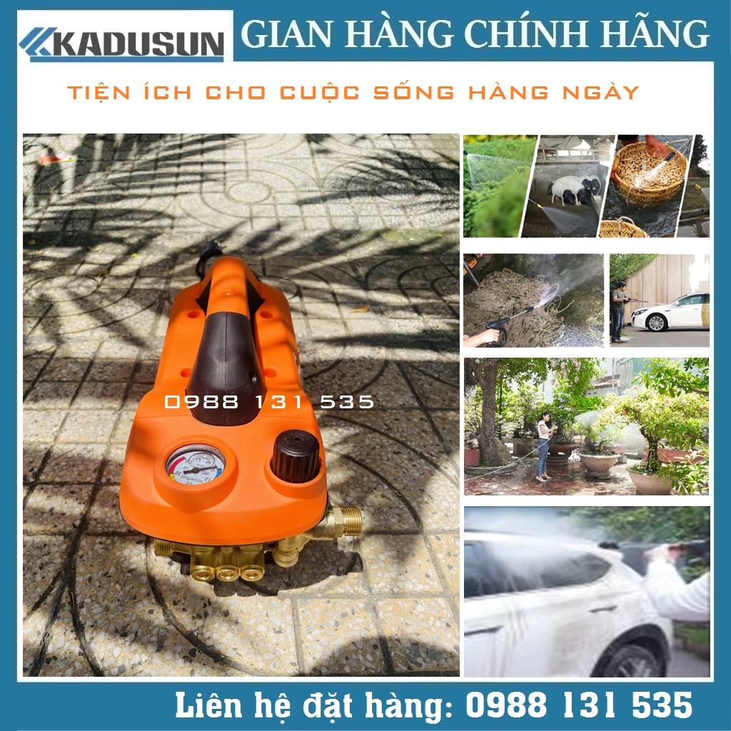 Máy phun xịt rửa, máy xịt rửa xe, phun áp lực cao mô tơ cảm ứng từ, điều chỉnh áp lực nước, tự hút nước thông minh