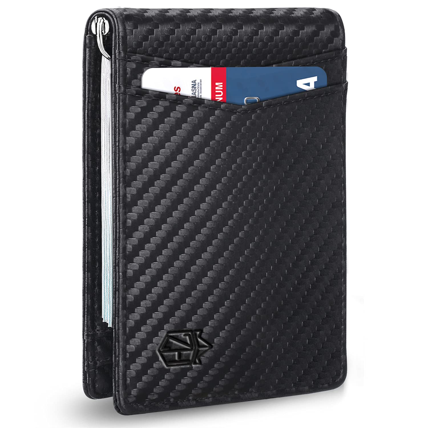 Ví nam đựng thẻ từ tính Carbon Leather RFID Money Clip