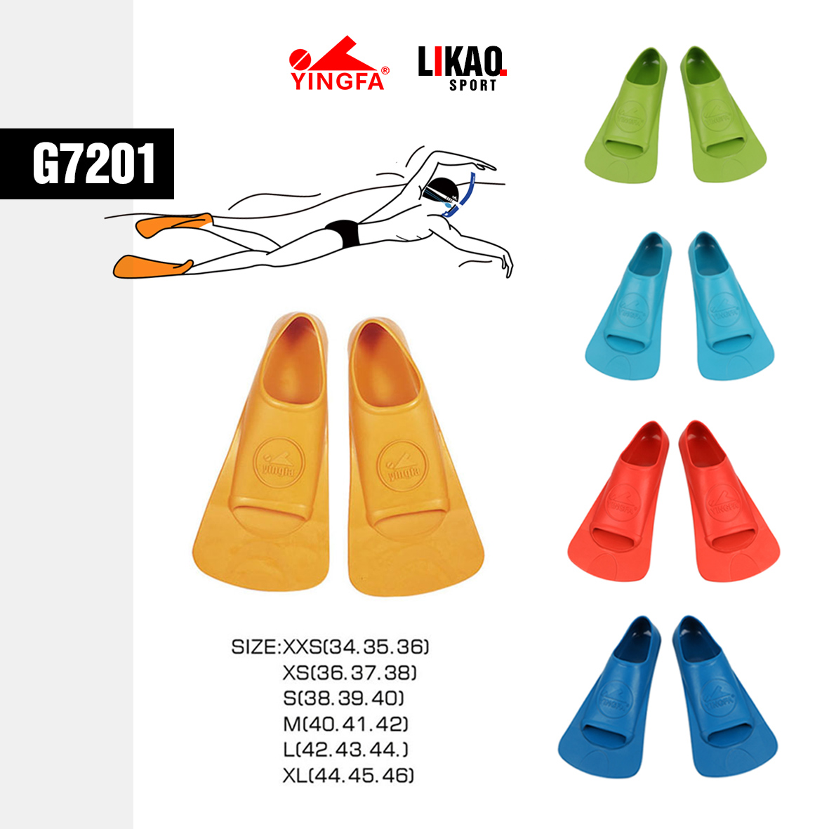 Chân vịt/chân nhái tập bơi lặn YINGFA G7201 loại ngắn (Mầu ngẫu nhiên)