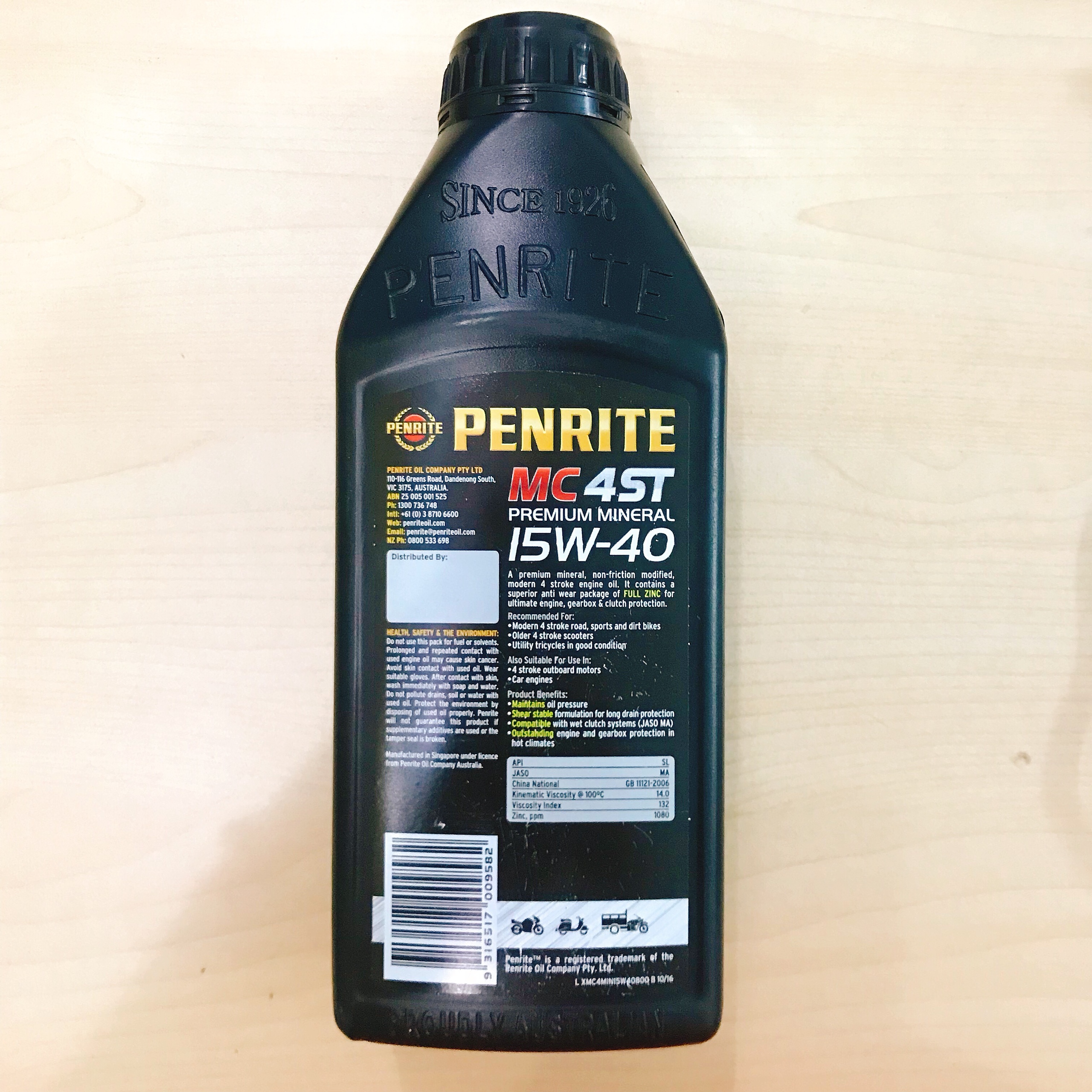 PENRITE - Dầu Nhớt Động Cơ Xe Máy MC 4ST 15W40 - 800 ml