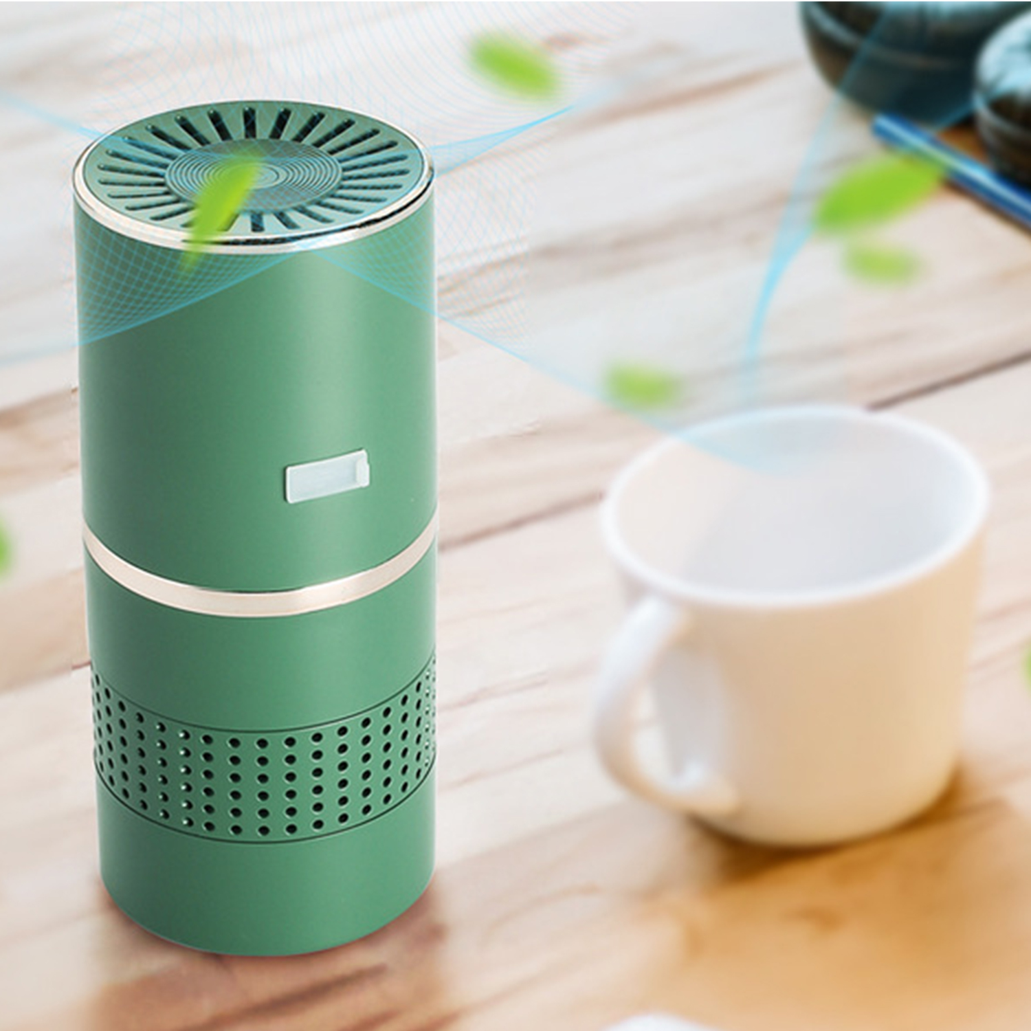 Máy lọc không khí để bàn mini kèm đèn led để ngủ, hoạt động yên tĩnh, sạc USB