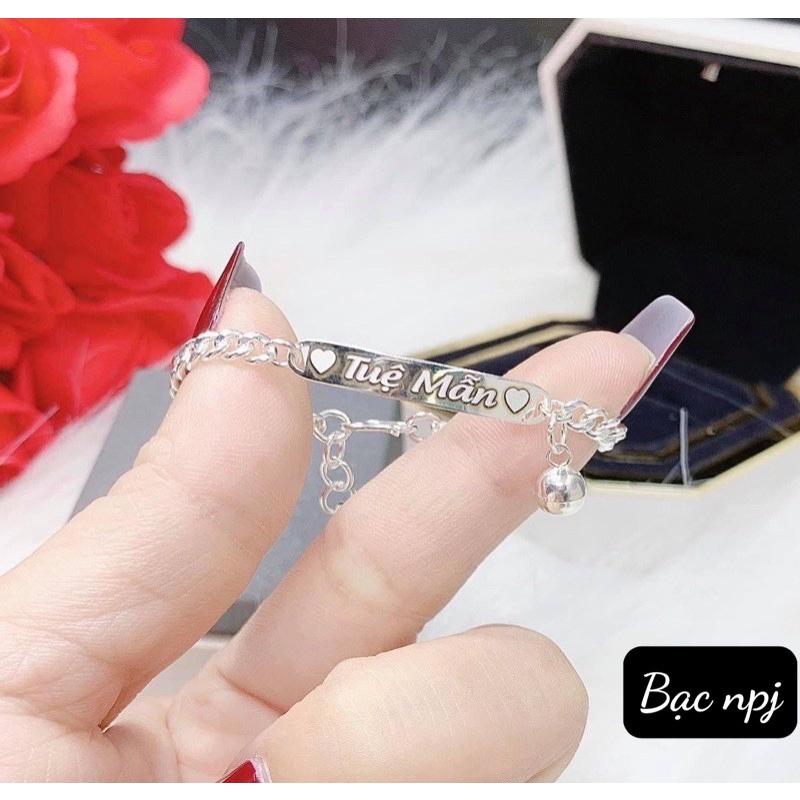 Lắc tay Khắc Tên , Miễn phí khắc theo yêu cầu ️ Vòng tay khắc tên Bạc Ta- Bạc Npj