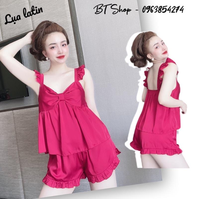 Đồ bộ ngủ mặc nhà lụa latin màu trơn freesize 42-57kg