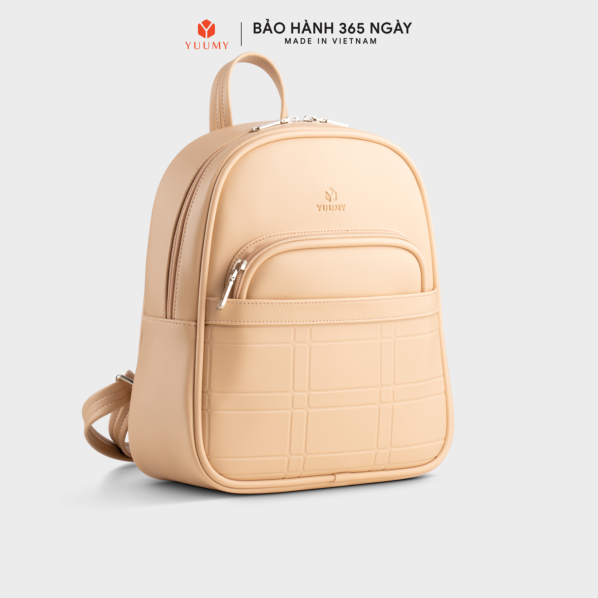 Balo Yuumy ( Thời trang nữ họa tiết đường kẻ ô vuông cỡ trung - Balo da Seasand YBA101 )
