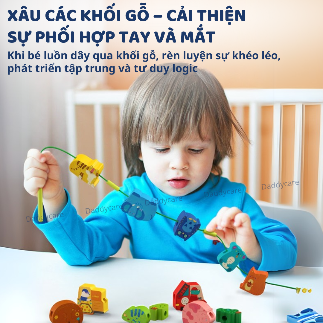 Đồ chơi montessori xâu hạt cho bé phát triển tư duy Logic Mideer Lacing Beads