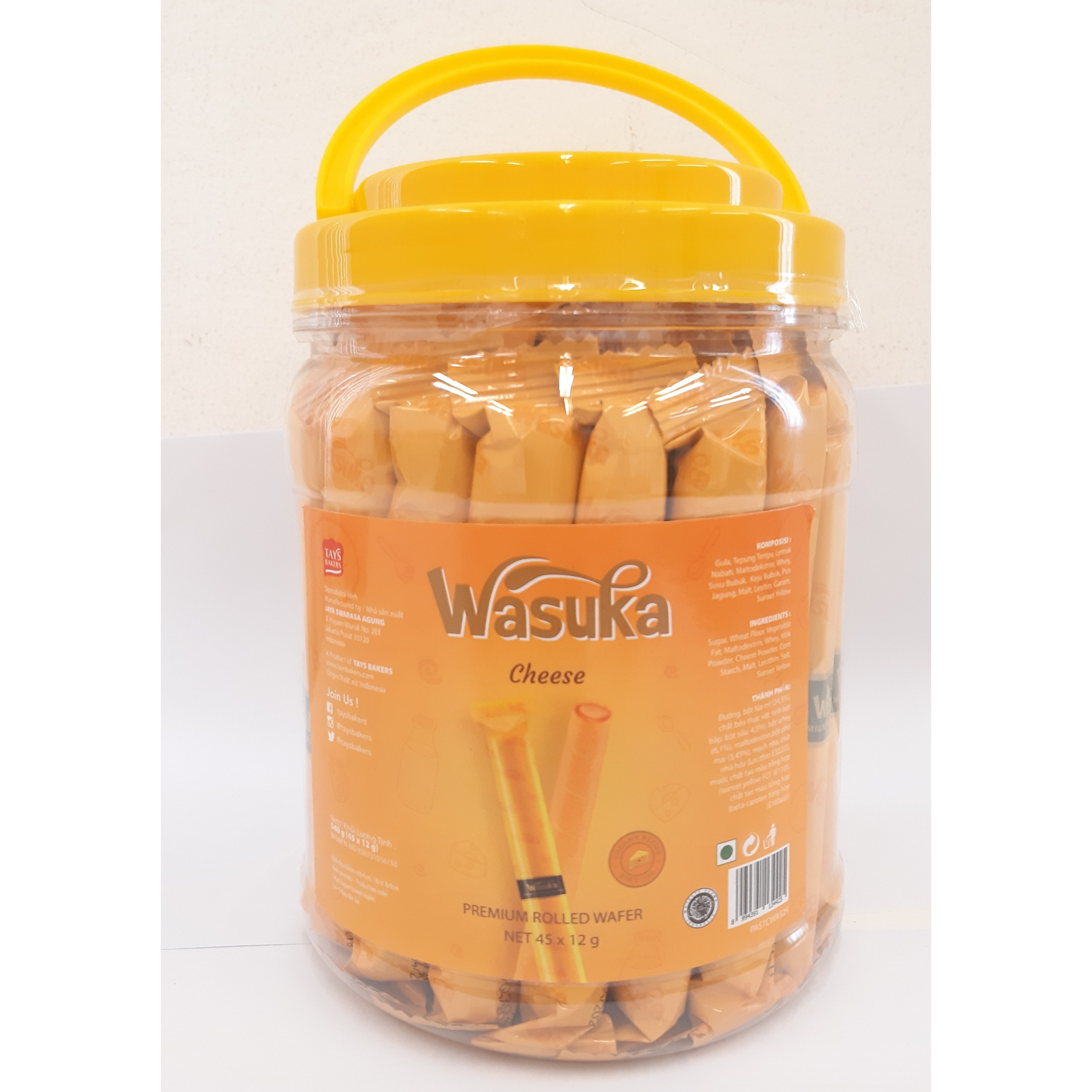 Bánh Quế Wasuka Vị Phô Mai (Hũ 45 thanh x 12gr)