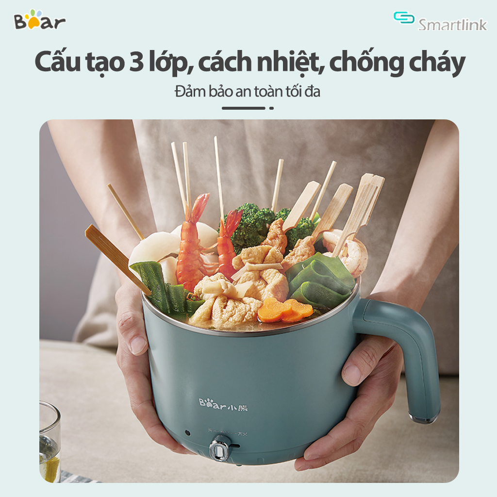 Nồi Nấu Điện Đa Năng Bear DRG-D12M5 1.2L,Nấu Hấp cùng lúc - Hàng chính hãng