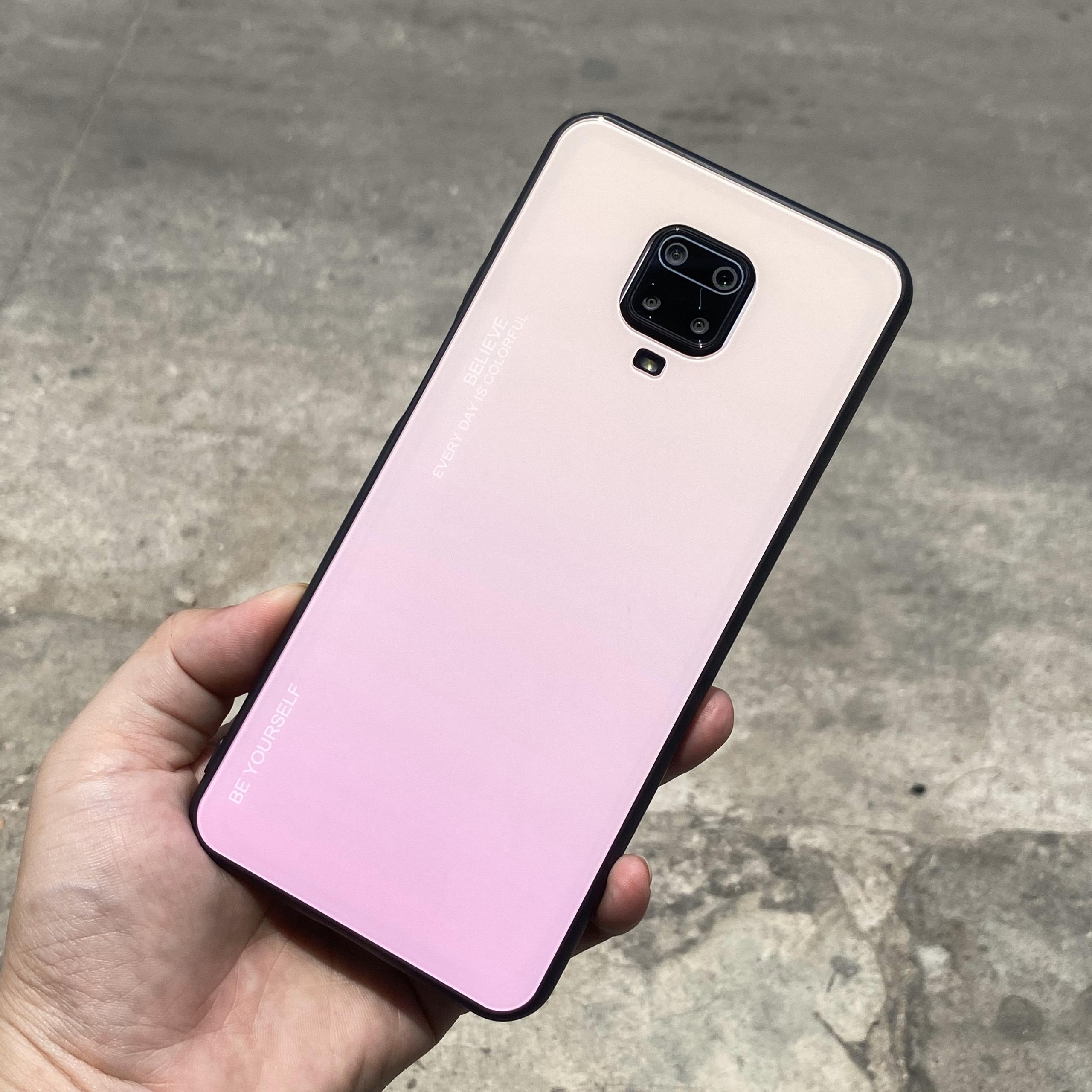 Ốp lưng Xiaomi Redmi Note 9S gương cứng 2 màu Gradient Ver 2 , viền TPU dẻo đen