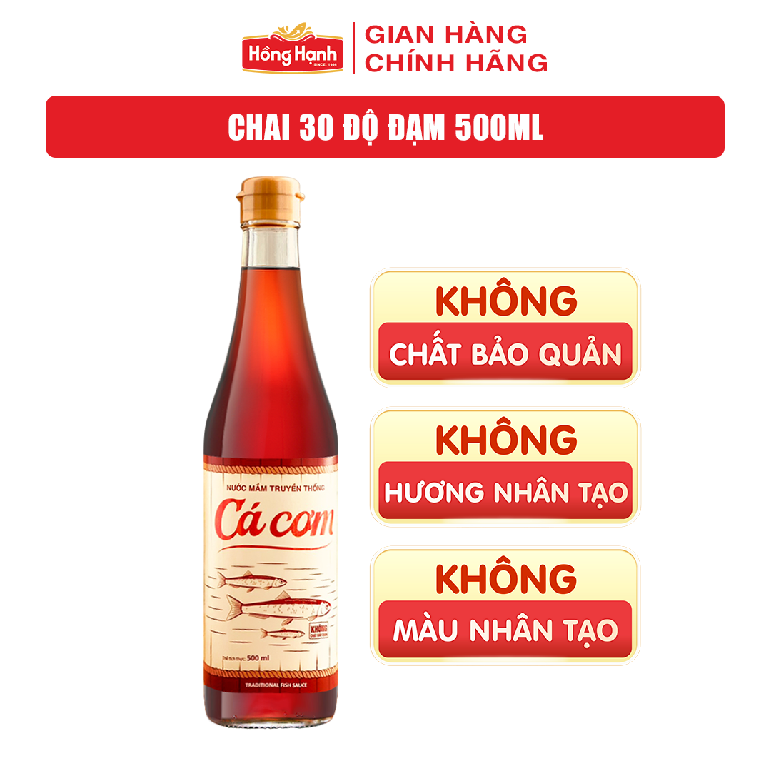 Nước mắm truyền thống Phú Quốc Hồng Hạnh Cá Cơm 30 độ đạm dung tích 500 ML - Nêm ướp đậm đà