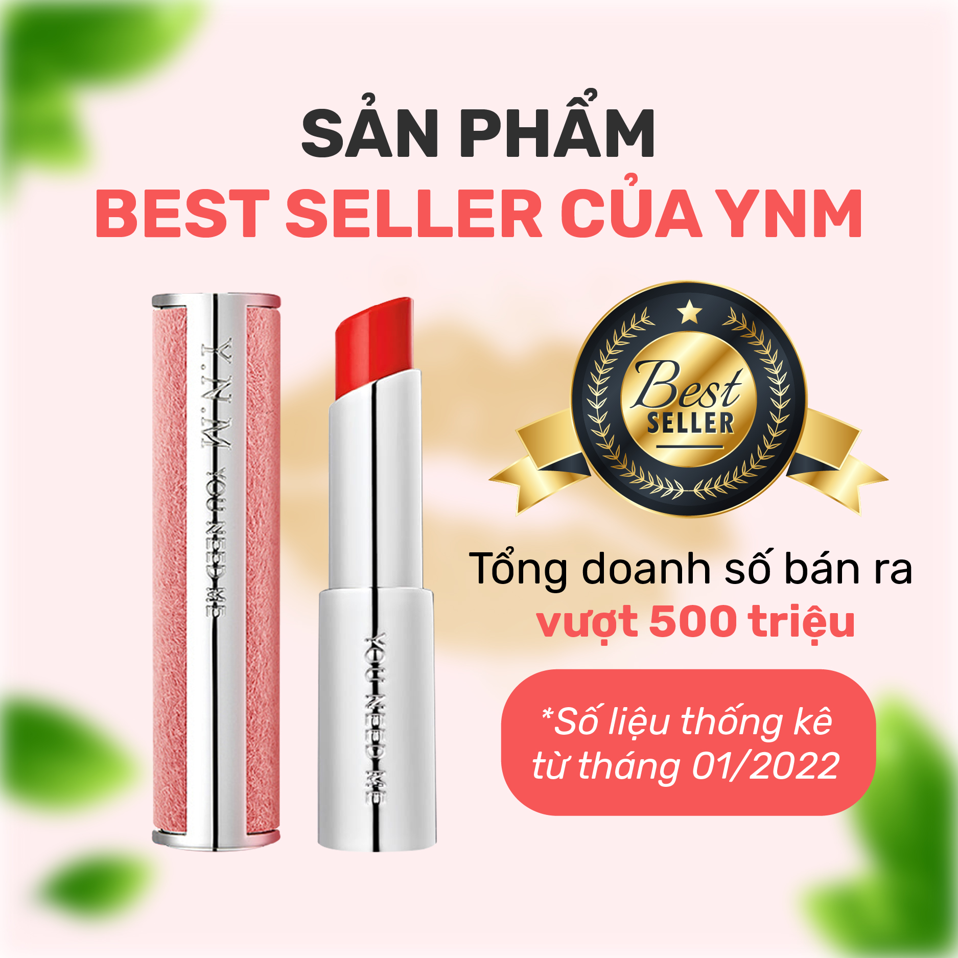 Son Dưỡng Lì Có Màu YNM Candy Pop Glow Melting Balm Pink Sunset 3g/ Đỏ Cam