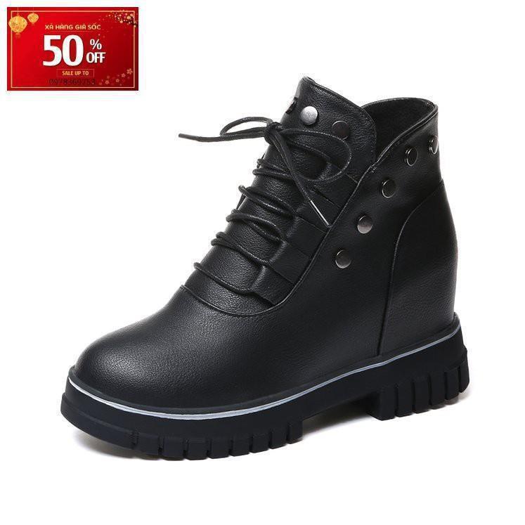 Giày Boots độn gót cổ thấp S1099 (Đen)