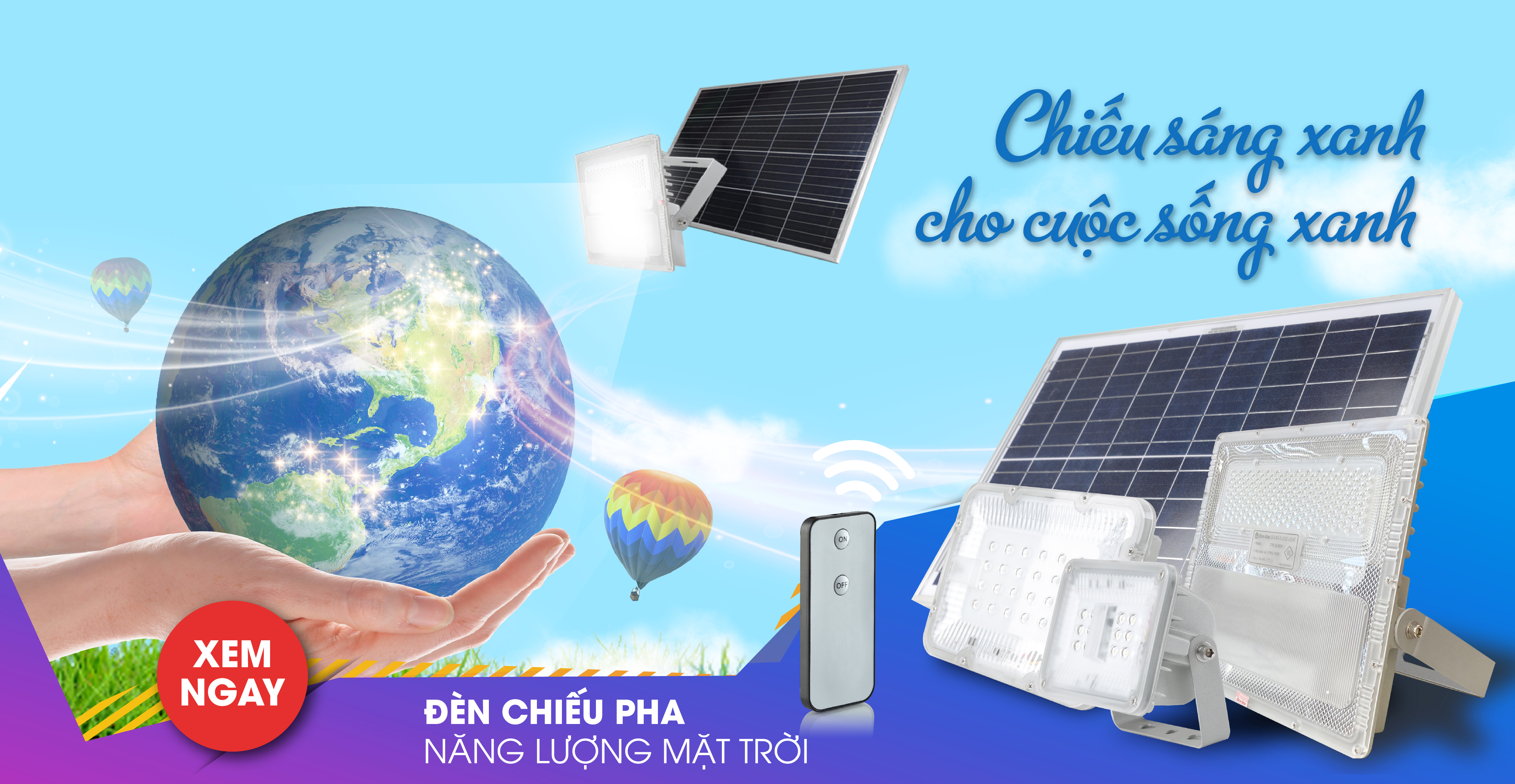 Đèn LED chiếu pha năng lượng mặt trời 90w, có cảm biến ánh sáng + remote, chống nước thích hợp dùng ngoài trời