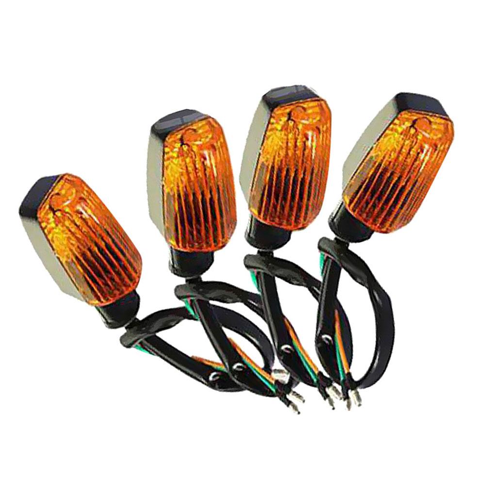 4 Pieces Amber Universal Motorcycle Motorbike Turn Signal Indicator Blinker