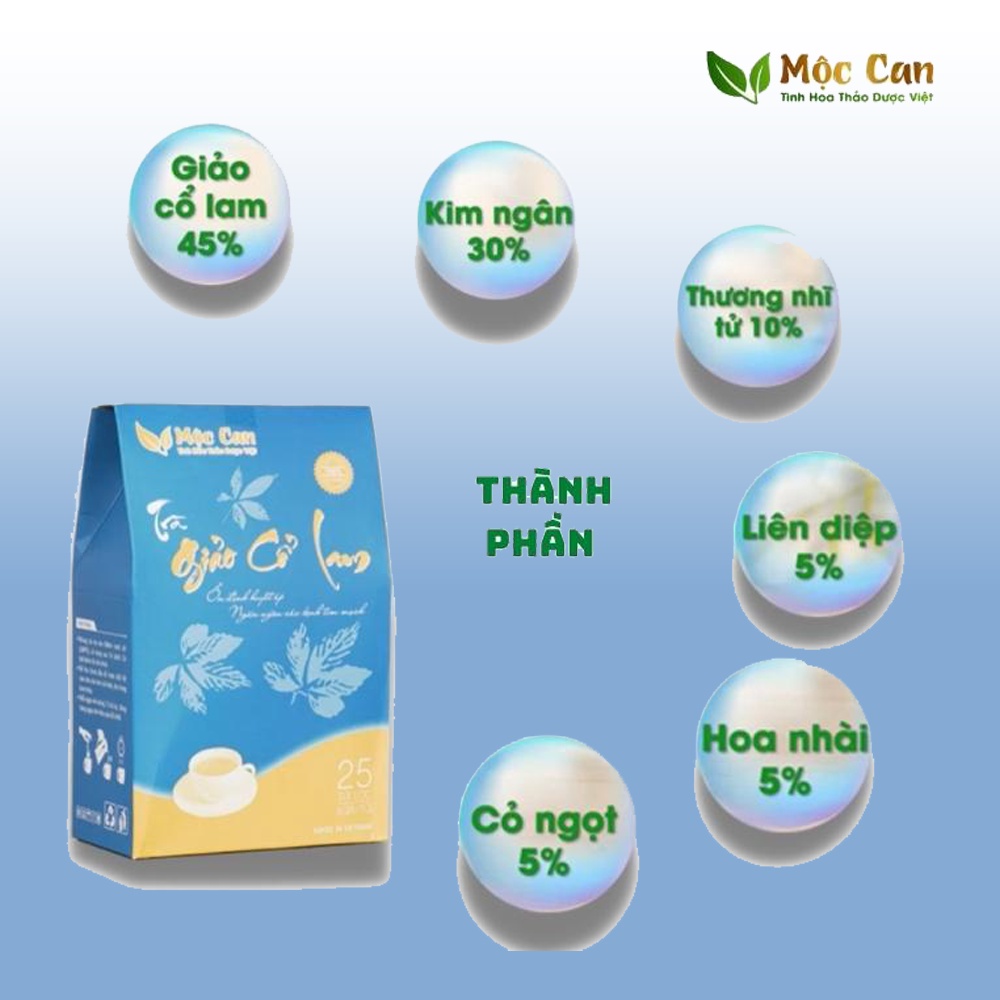 Combo 6  gói trà giảo cổ lam mộc can túi lọc Mộc Can ổn định huyết áp, hạ mỡ máu hỗ trợ ngăn ngừa xơ vữa mạch máu gói 25 túi