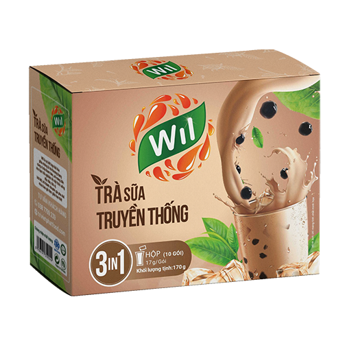 Trà sữa hòa tan vị truyền thống WIL bổ sung năng lượng thư giãn hộp 170g (10 gói x 17g)