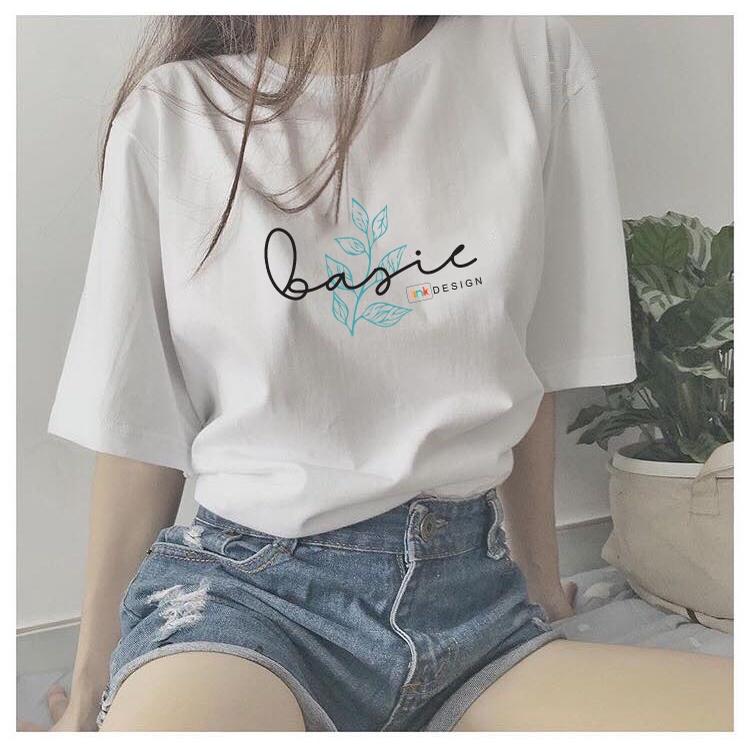 Áo trắng nữ basic lá mảnh dáng rộng unisex