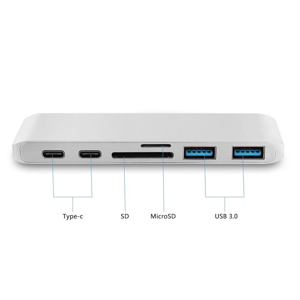 USB C Hub 2 USB 3.0 Port Micro SD Type-C Adapter Charging&Reader Pro 13 15 16 Air 13.3 A1932 A2159 A2141